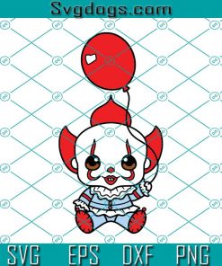 Baby Clown SVG, Halloween Character SVG, Clown Baby Holding Balloons Cute SVG, Balloons Halloween SVG