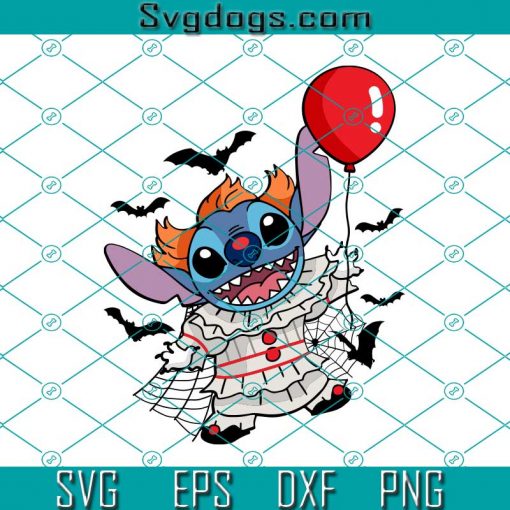 Clown Stitch Balloon SVG, Disney Halloween SVG, Stitch Halloween SVG