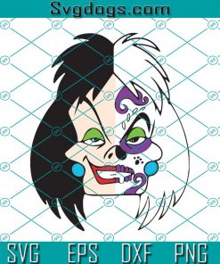 Cruella De Vil Sugar Skull SVG, Cartoon SVG, Halloween SVG