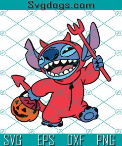 Devil Stitch SVG, Stitch Holding Pumpkin Devil SVG, Stitch Devil Halloween SVG