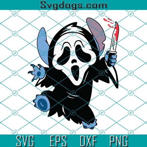 Stitch Ghost Face Scream Halloween SVG, Halloween Stitch SVG, Ghost Face SVG, Scream Horror Movie SVG