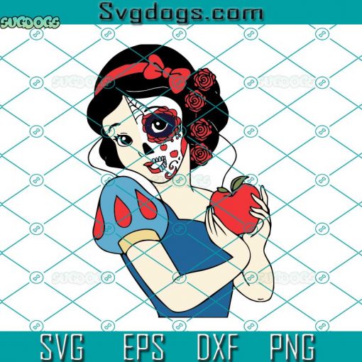 Snow White Sugar Skull SVG, Princess Rapunzel Flowers Hair SVG, Halloween SVG DXF EPS PNG