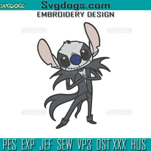 Stitch Jack Skellington Halloween Embroidery Design File, Stitch Halloween Embroidery Design File