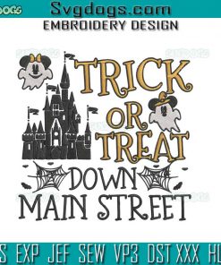 Trick Or Treat Down Main Street Embroidery Design File, Disney Mouse Halloween Embroidery Design File