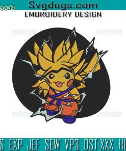 Pikachu Son Goku Embroidery Design File, Pikachu Dragon Ball Embroidery Design File