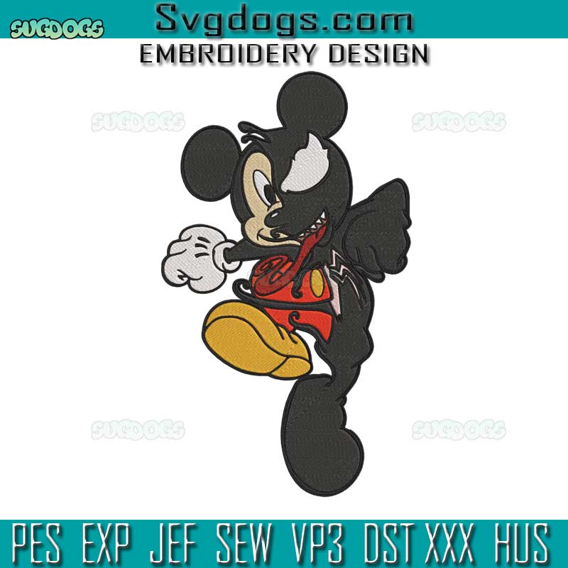 Venom Mickey Embroidery Design File, Venom Mouse Embroidery Design File