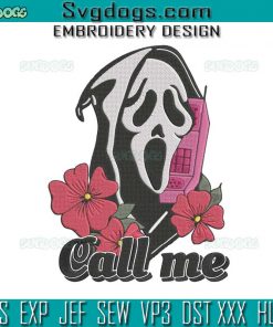 Call Me Scream Embroidery Design File, Ghost Call Me Embroidery Design File