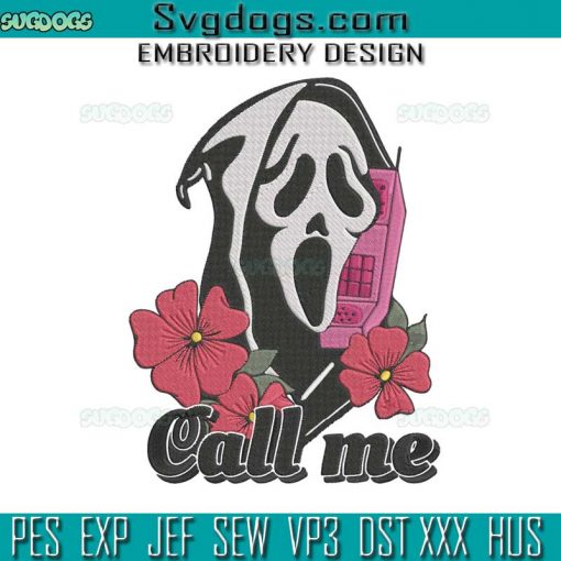 Call Me Scream Embroidery Design File, Ghost Call Me Embroidery Design File