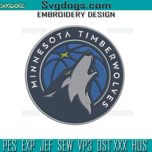 Minnesota Timberwolves Embroidery Design File, Basketball Sports Embroidery Design File