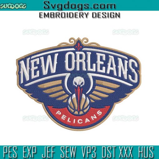 New Orleans Pelicans Embroidery Design File, Basketball Sports Embroidery Design File