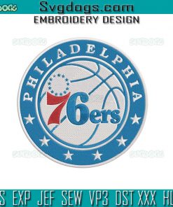 Philadelphia 76ers Embroidery Design File, Basketball Sports Embroidery Design File