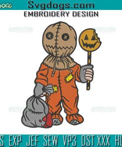 Trick And Treat Sam Embroidery Design File, Halloween Pumpkin Embroidery Design File