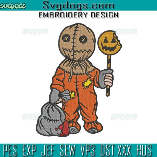 Trick And Treat Sam Embroidery Design File, Halloween Pumpkin Embroidery Design File