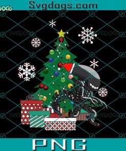 Alien Xenomorph Around The Christmas Tree PNG, Alien Xenomorph PNG, Christmas PNG
