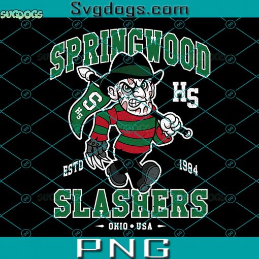 Springwood Slasher PNG, Springwood High School Mascot PNG, Vintage Distressed Horror College Mascot Classic PNG