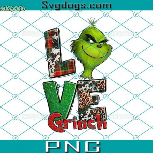 Love Grinch Glitter PNG, Grinch Christmas PNG
