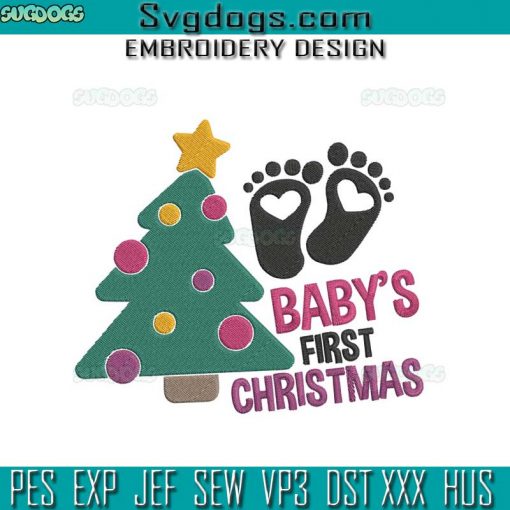 Baby First Christmas Embroidery Design File, Baby First Xmas Embroidery Design File, Christmas Onesi Embroidery Design File