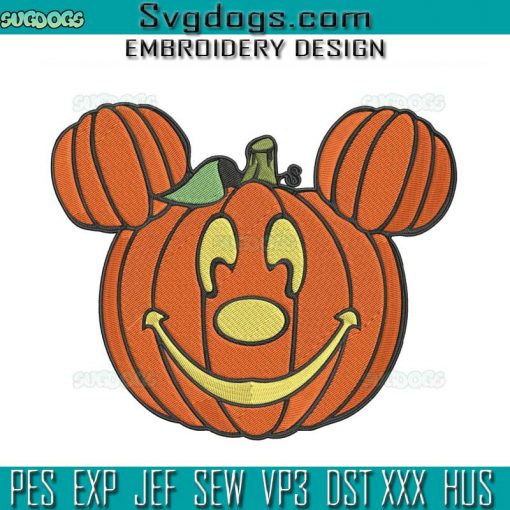 Mickey Pumpkin Embroidery Design File, Halloween Pumpkin Embroidery Design File