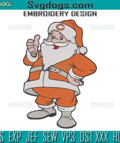 Santa Chicago Bears NFL Embroidery Design File, Christmas Santa Claus Embroidery Design File