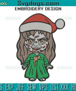 Chibi The Exorcist Embroidery Design File, Horror Movies Santa Hat Embroidery Design File