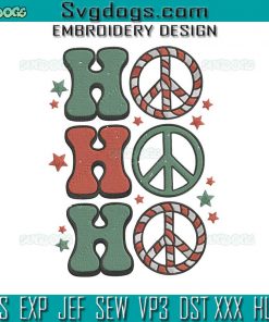 Ho Ho Ho Christmas Embroidery Design File, Christmas Hippie Santa Embroidery Design File