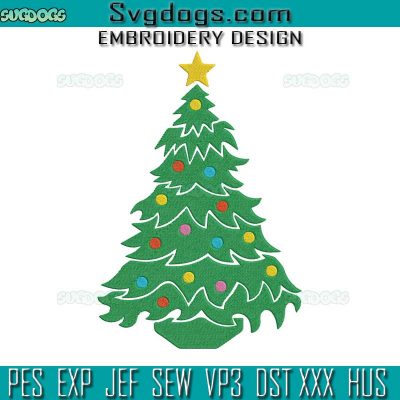 Christmas Tree Embroidery Design File, Merry Christmas Embroidery ...