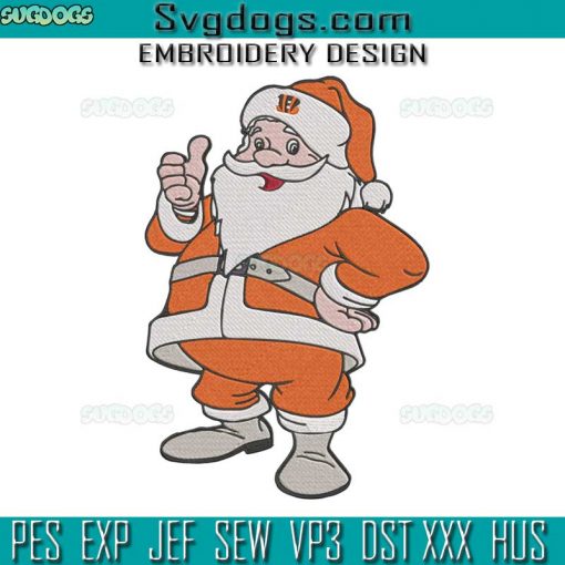 Cincinnati Bengals NFL Santa Embroidery Design File, Santa Christmas Embroidery Design File