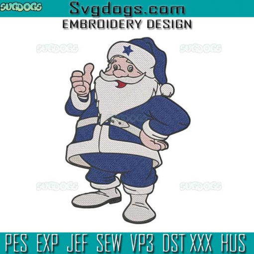 Dallas Cowboys NFL Santa Embroidery Design File, Santa Chirstmas Embroidery Design File