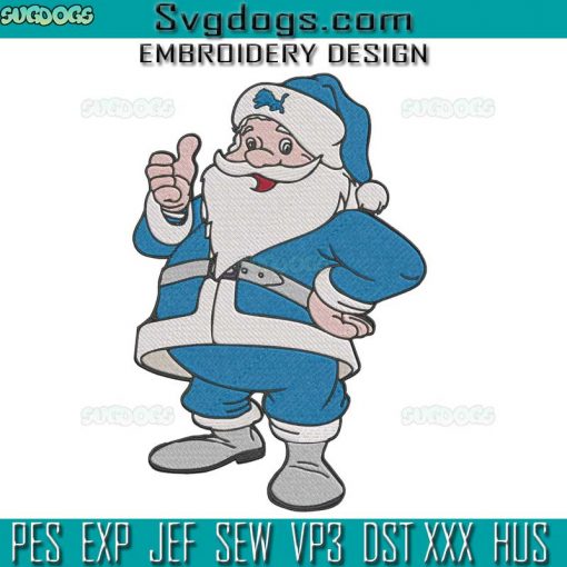 Detroit Lions NFL Santa Embroidery Design File, Santa Claus Christmas Embroidery Design File