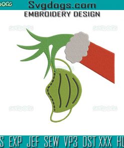 Grinch Hand Holding Face Mask Embroidery Design File, Christmas Grinch Embroidery Design File