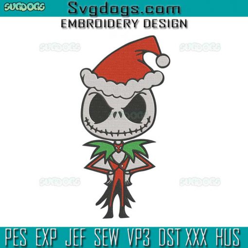 Jack Skellington Chibi Christmas Embroidery Design File, Jack Christmas Embroidery Design File