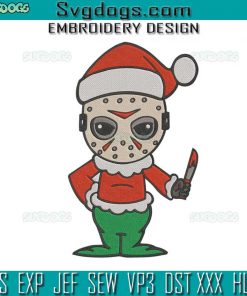 Jason Voorhees Christmas Hat Embroidery Design File, Jason Voorhees Halloween Embroidery Design File