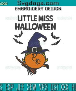 Little Miss Halloween Embroidery Design File, Little Miss Halloween Queen Embroidery Design File