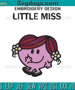 Little Miss Retro Embroidery Design File, Little Miss Embroidery Design File