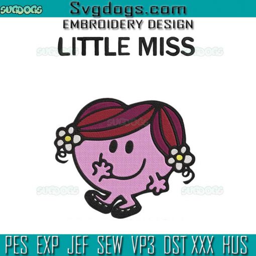 Little Miss Retro Embroidery Design File, Little Miss Embroidery Design File