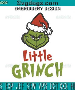 Little Grinch Christmas Embroidery Design File, Claus Hat Embroidery Design File