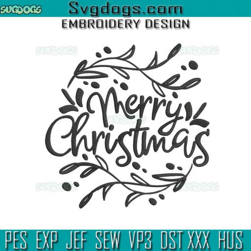 Merry Christmas Embroidery Design File, Merry Christmas Crew Embroidery Design File