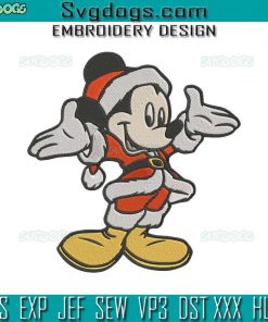 Mickey Mouse Christmas Embroidery Design File, Santa Hat Mickey Mouse Embroidery Design File