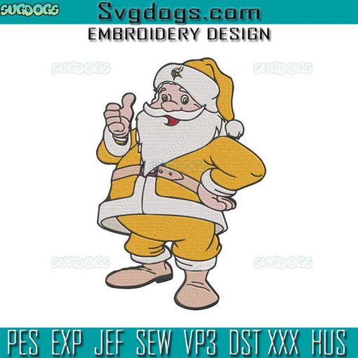 Minnesota Vikings Santa Embroidery Design File, Santa Christmas Embroidery Design File