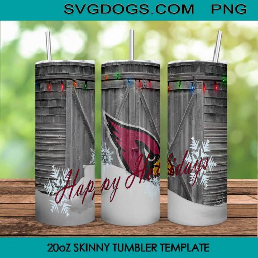 Arizona Cardinals Happy Holidays 20oz Skinny Tumbler Template PNG, Arizona Football Tumbler PNG File Digital Download