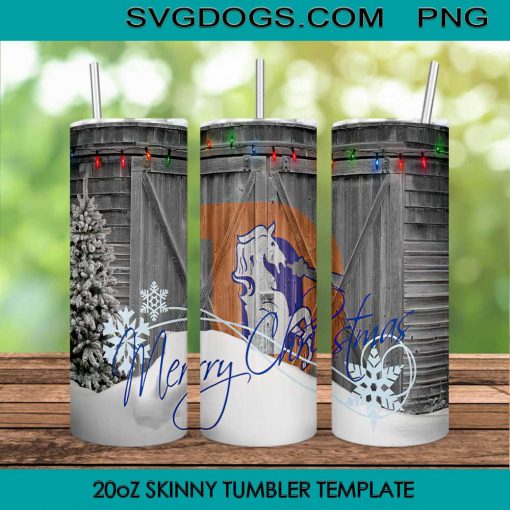 Denver Broncos 20oz Skinny Tumbler Template PNG, Denver Broncos Merry Christmas Tumbler PNG File Digital Download