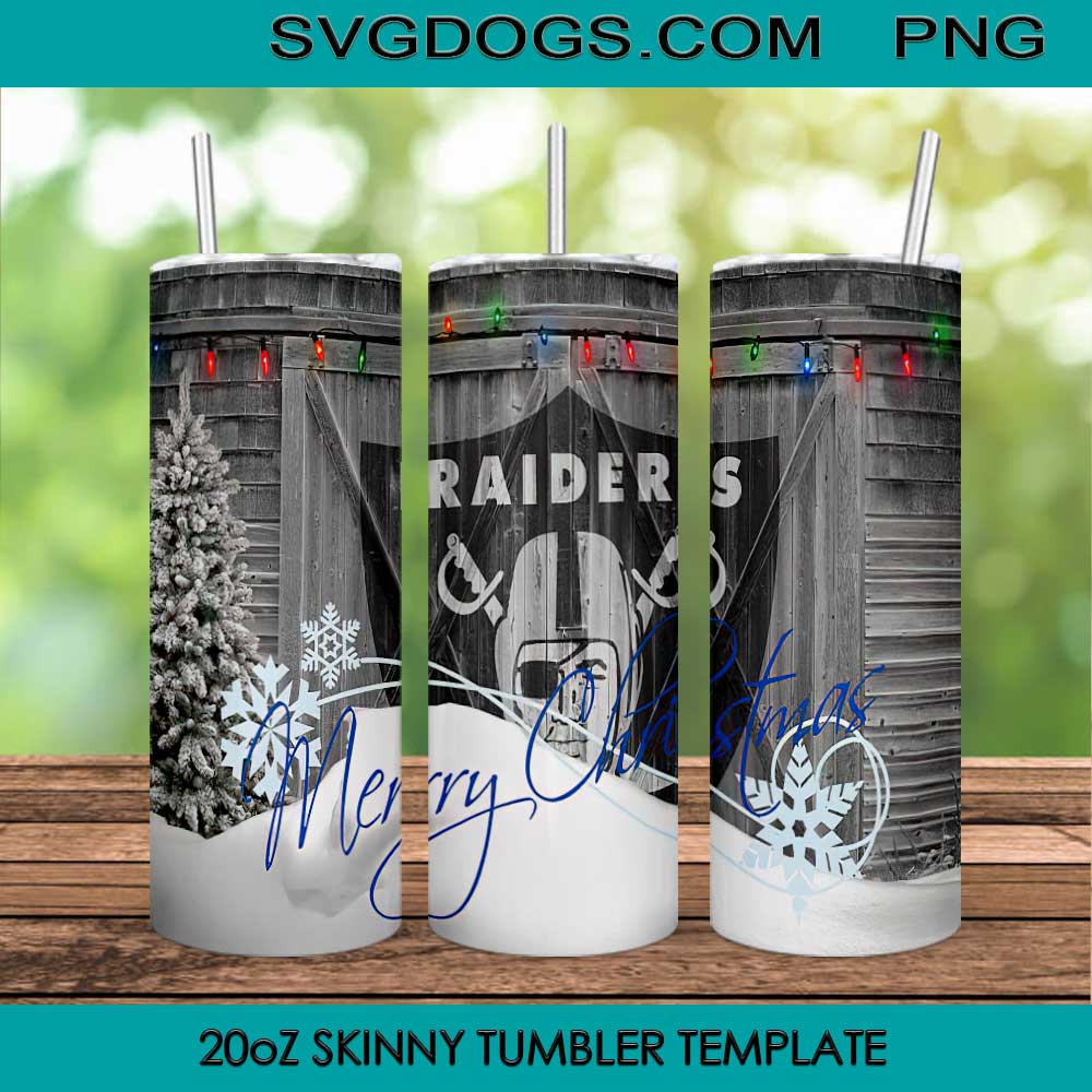 Las Vegas Raiders 20oz Skinny Tumbler Template PNG, Las Vegas Raiders Merry Christmas Tumbler PNG File Digital Download