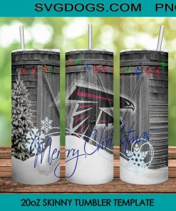 Atlanta Falcons Merry Christmas 20oz Skinny Tumbler Template PNG, Atlanta Falcons Tumbler PNG File Digital Download