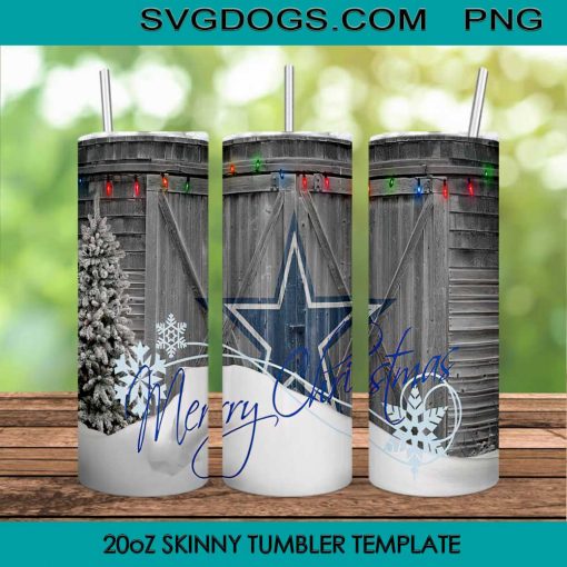 Dallas Cowboys 20oz Skinny Tumbler Template PNG, Dallas Cowboys Merry Christmas Tumbler Template PNG