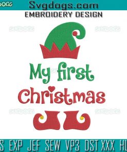 My First Christmas Elf Embroidery Design File, My 1st Christmas Embroidery Design File