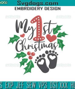 My First Christmas Embroidery Design File, Meryy Christmas Baby Embroidery Design File