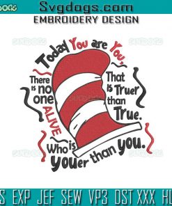 Read Across America Embroidery Design File, Dr Seus Embroidery Design File