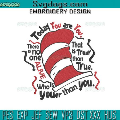 Read Across America Embroidery Design File, Dr Seus Embroidery Design File