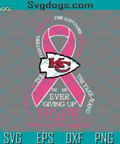 Kansas City Chiefs Hope Breast Cancer Awareness SVG, Kansas City Chiefs SVG, Breast Cancer SVG DXF EPS PNG