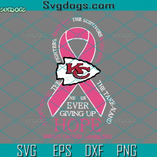 Kansas City Chiefs Hope Breast Cancer Awareness SVG, Kansas City Chiefs SVG, Breast Cancer SVG DXF EPS PNG